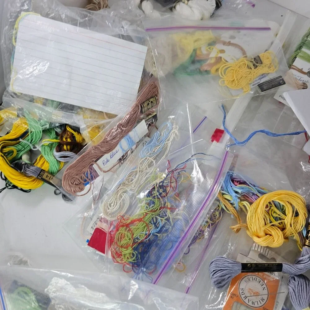 Large Assorted Lot Of Embroidery Floss & Threads Includes DMC Bucilla & More